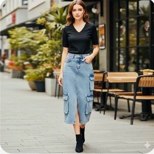 Denim Cargo Skirt